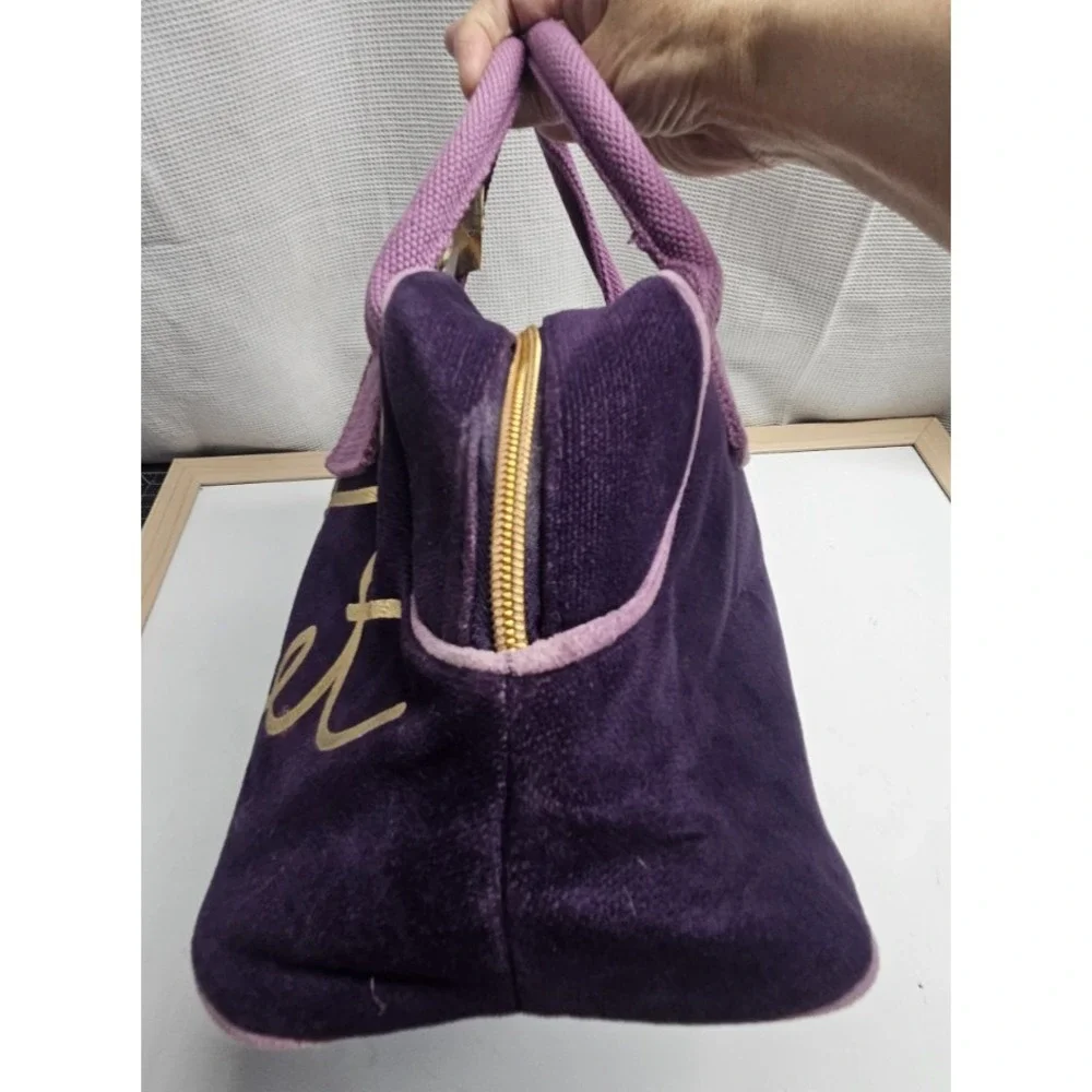 Vtg Y2K Victoria's Secret handbag purple corduroy satchel bag double handle New
